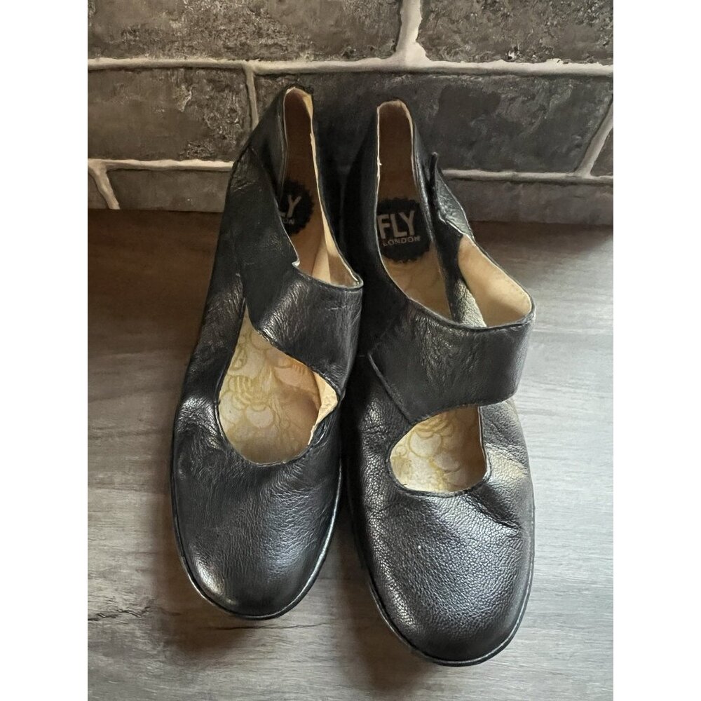 Fly London Yasi Mary Jane Pump Women's Sz 40 US 9 Black Wedge Heel Platform - Picture 9 of 13